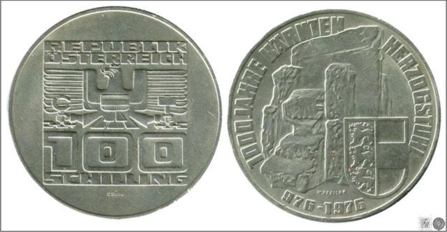 Austria 100 Schilling 1976/Carinthia/23,93 Gr. Silver EBC / XF KM02931