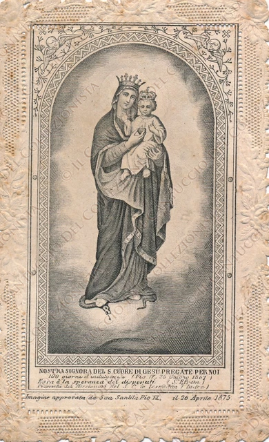 1875 Santino Nostra Signora Sacro Cuore di Gesù stampa incisione Canivet