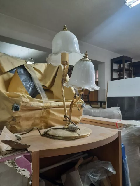 Lampada per comodino camera da letto in ottone abatjour vetro