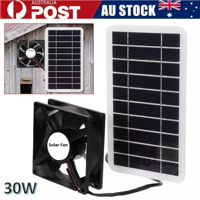 Solar Powered Exhaust Fan 30W Air Ventilation Van Set For Pet House Chicken Coop
