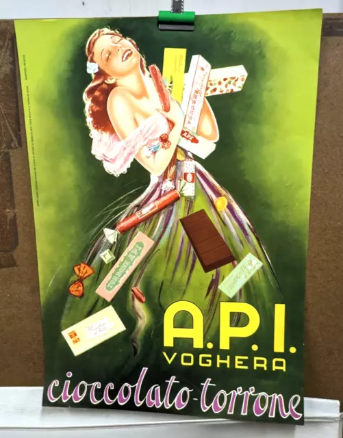 Affiche Originale Ancienne Pub Api Voghera Chocolat Milano Milan Italie Italia