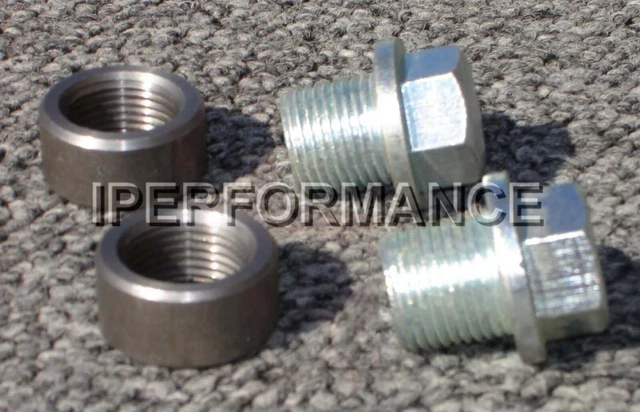 Two O2 Sensor Bungs (Steel) and Plugs / Caps Sets, M18 x 1.5 Thread
