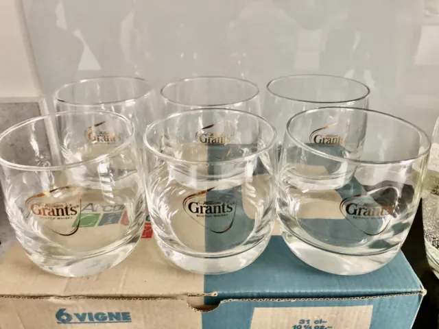 6x pack grants scotch whisky glasses Tumbler Glass Alcohol Spirits Collector