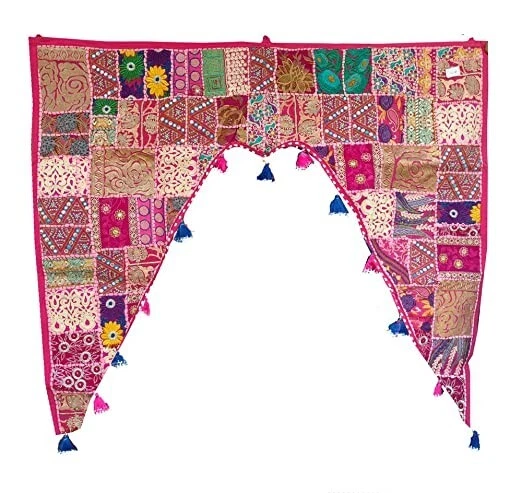 Patchwork da appendere a parete grande India Toran finestra bohémien decorazione boho valance
