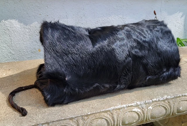 Antique Victorian Bear Fur Muff With Pocket 18" W X 15"L  X 7"D