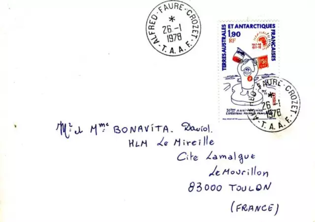 Carta T. A. A. F Frances Sur / Alfred Faure Crozet Toulon 1978