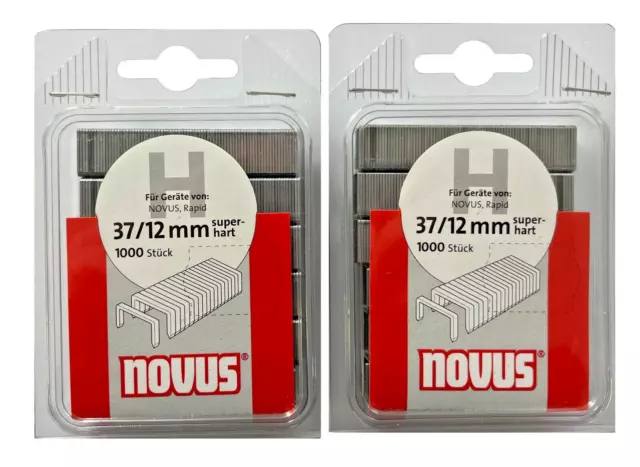 2x 1000 Tackerklammern Novus Typ H 37 12 12mm superhart Heftklammern 042-0372