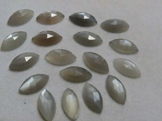 Grau Mondstein Marquise Form Flache Rückseite Rose Cut Lose Edelstein 3x6mm Um