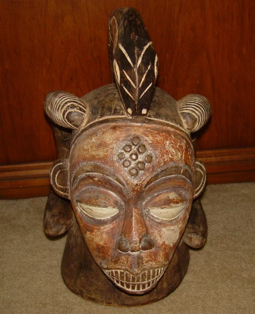 HUGE Antique West African - Gabon, Punu Scarification - Helmet Mask
