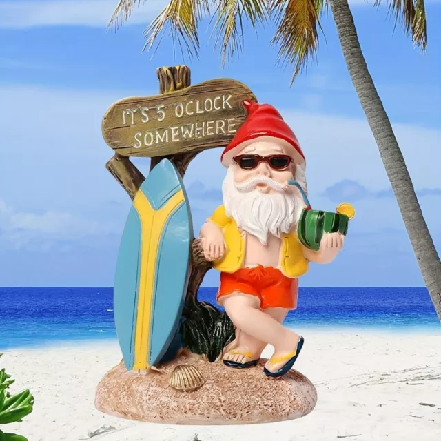 Realistic Beach Dwarf Statue Funny Garden Gnome Ornaments  Outdoor