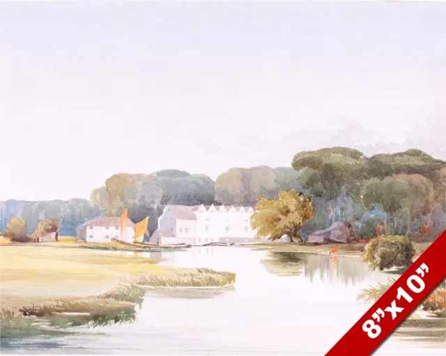 English Countryside Landscape Watercolor Painting Art Real Canvas Giclee Print