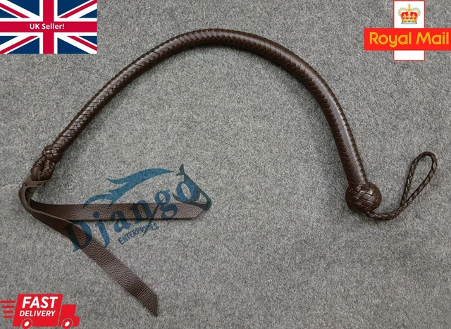 Fouet (Flogger) En Cuir Premium Fait Main - Design Militaire - Longueur 2.6 Pieds (80cm) - Neuf
