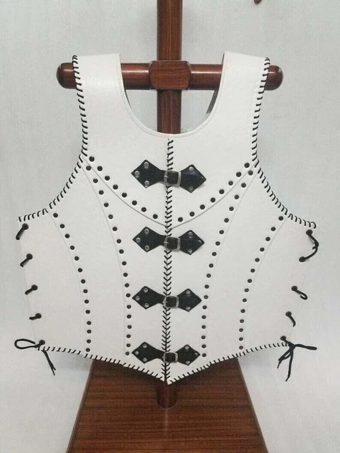 Medieval Armor White Leather Jacket Nautical Cuirass Muscle Costume gift new