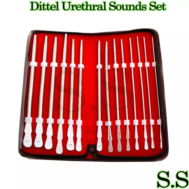 New Stainless 14 Pieces Set Of Dittel Urethral Sounds Gynecology Surgical
