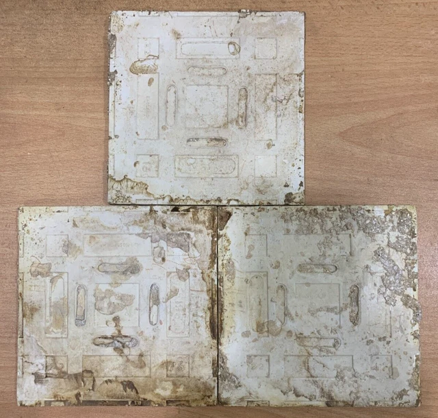 Tiles 3 pc England Rare Antique Vintage Art Deco Majolica Collectible 3