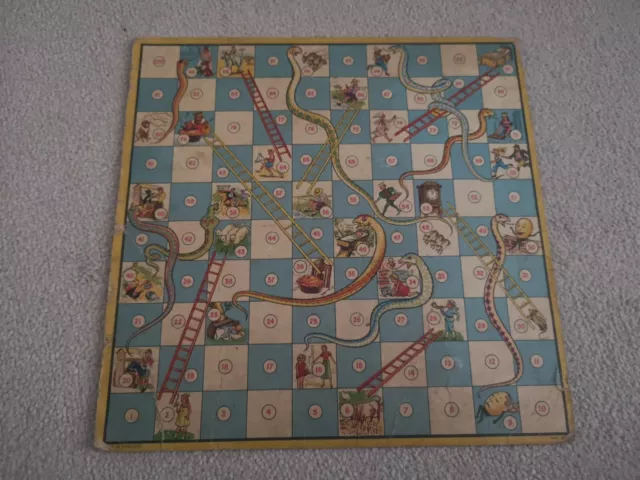 Vintage Snakes & Ladders Nursery Rhymes Game Board and Ludo board Berwick Games