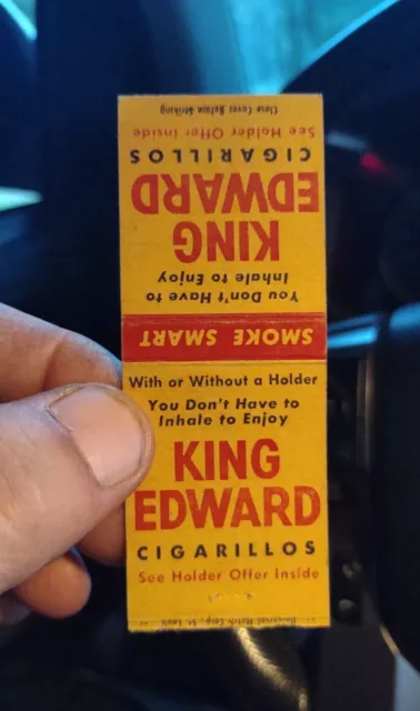 Vintage King Edward Cigarillos Collectible Tobacco Advertising Matchbook Cover