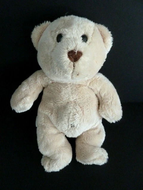 93.DOUDOU PELUCHE HAPPY HORSE OURS ECRU NEZ MARRON CROIX NOMBRIL BILLES 22c TTBE