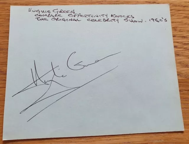HUGHIE GREEN Autograph Signature 5.5"x4" card undedicated Opportunity Knocks