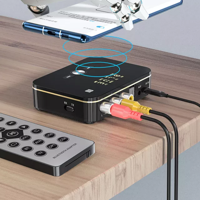 2 in 1 Transmitter Receiver Wireless NFC to 2RCA Stereo Adapter USB Bluetooth 2