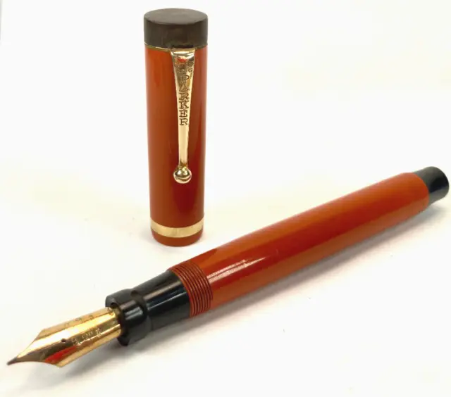 VINTAGE PARKER DUOFOLD Lucky Curve Fountain Pen ~ Big Red Senior ...