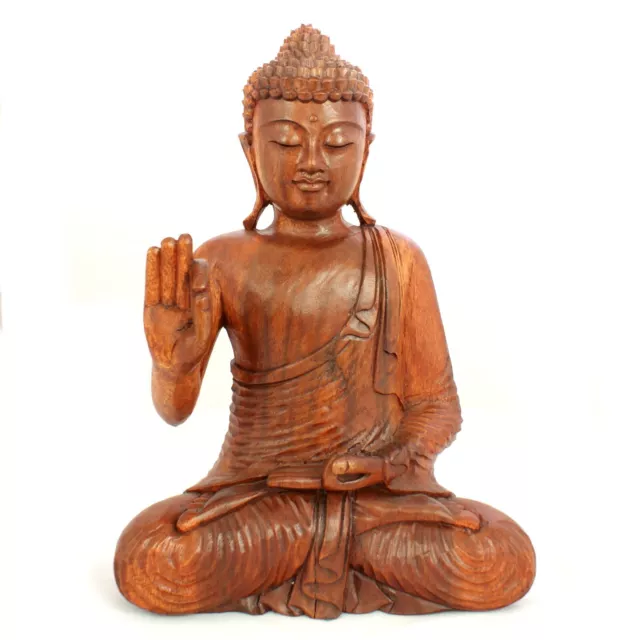 Wooden Buddha Statue Abhaya Mudra 40cm Tian Thai Large Gift Idea Home CLEARANCE