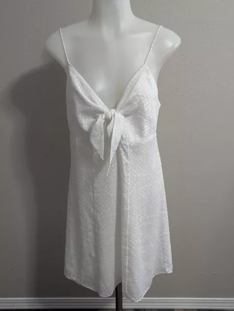 NWT Alice + Olivia Roe Tie-Front Flare Mini Dress White Size 6 MSRP $295