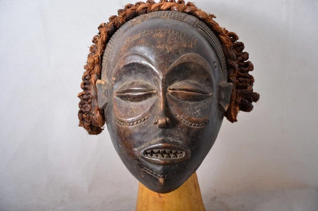African tribal art,   Chokwe Mask Mwana Pwo with Headdress African Art