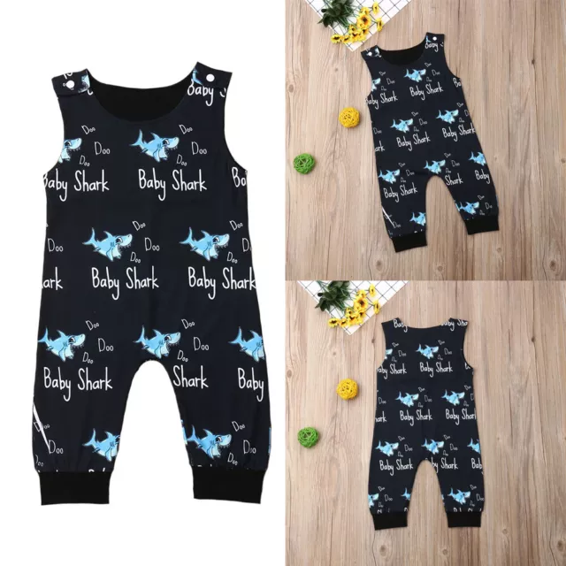 Newborn Infant Baby Boy Girl Kids Shark Romper Jumpsuit Bodysuit Clothes Outfit