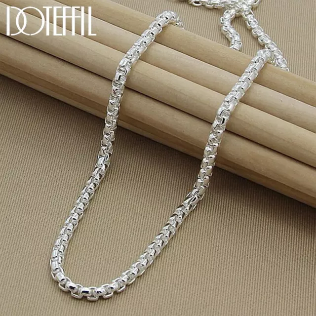 DOTEFFIL 925 Sterling Silver 5mm Round Box Chain Necklace Woman Men Jewelry