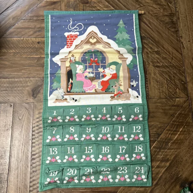 VINTAGE 1987 AVON Advent Calendar Cloth “Countdown To Christmas” No