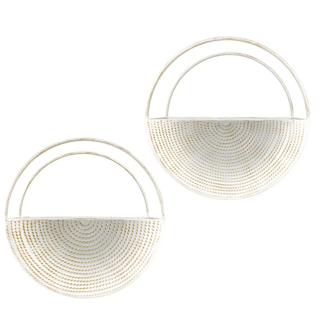 2pc Urban Metal 40cm Round Wall Metal Hanging Planter Flower/Plant Pot Decor WH