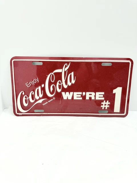 VTG ENJOY COCA-COLA Sign Red White We're #1 'Metal Painted