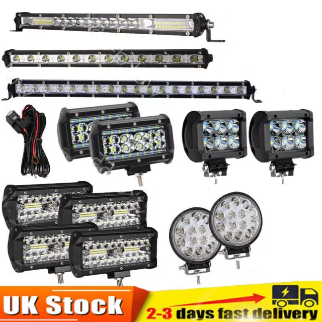 12V LED Work Light Bar Flood Spot Lights Driving Lamp Offroad Car Truck For SUV