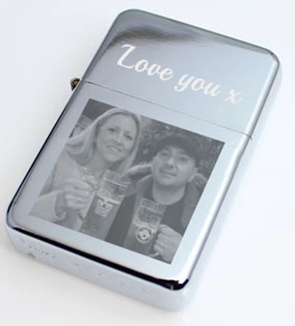 PERSONALISED LIGHTER PHOTO logo message name engraved gift Birthday