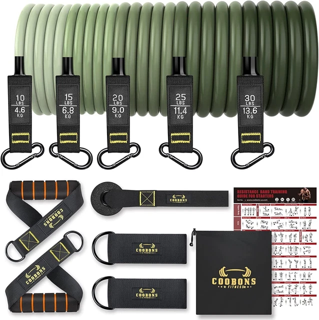 Resistance Bands Set - Workouts for Men and Women, 10-100LB Green
