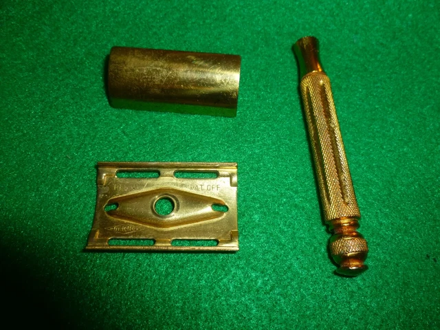 Vintage Early Gillette Tech Gold Vintage Safety Razor Ball End Vintage Early Gillette Tech Gold Vintage Safety Razor Ball End