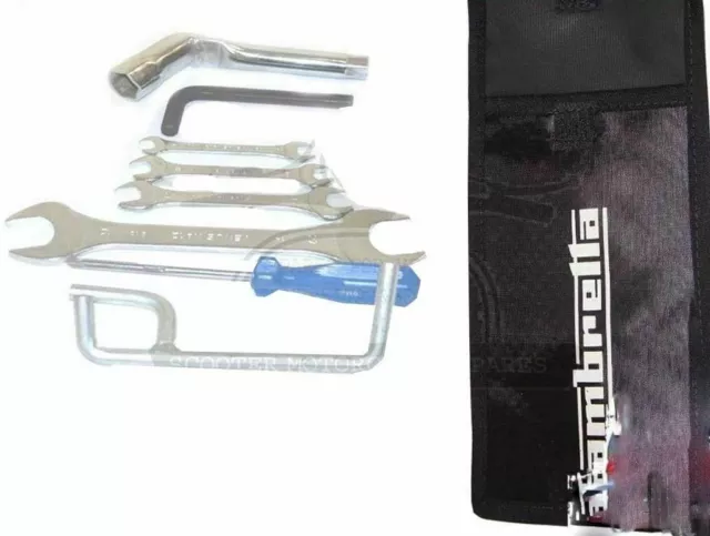 Lambretta Handy Tool Kit 7 Piece & Black Woven Pouch Jack Spanners Etc. @Vi
