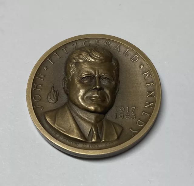 John F Kennedy 1917-1963 JFK Bronze Medallion Medallic Arts Co. by R.J Menconi