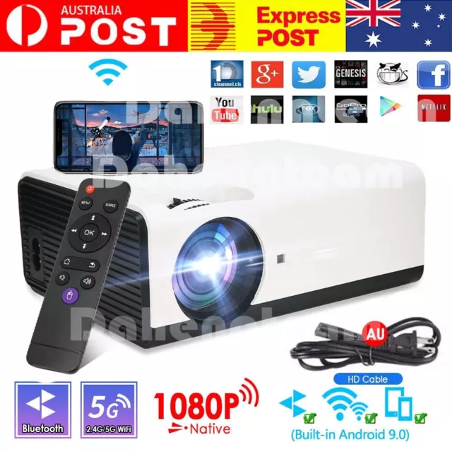 5G Smart WiFi Bluetooth Android Projector 8K 1080P Outdoor Home Cinema HDMI Mini