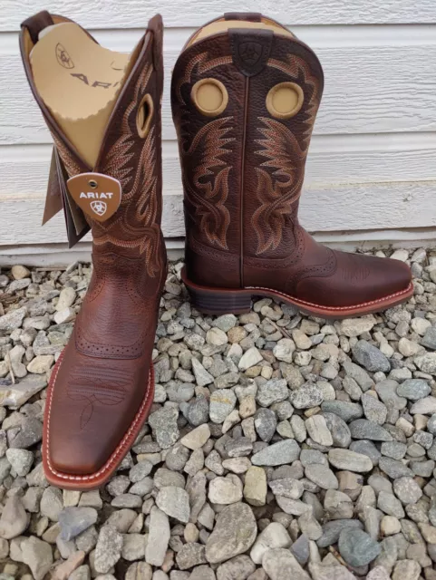 ARIAT HERITAGE ROUGHSTOCK Mens Size 7.5 D Brown Leather Buckaroo Cowboy ...