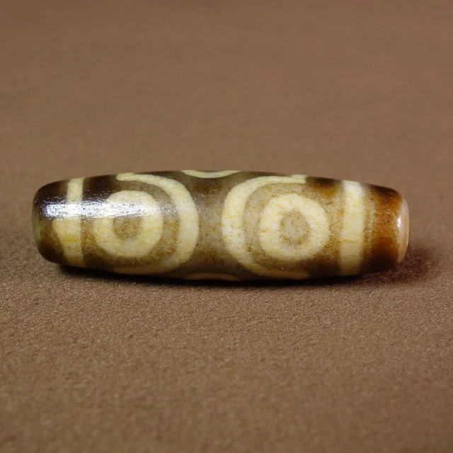 Calcification Old Agate Tibetan DZI Beads Yellow 6 Eye Totem Amulet Pendant#9236