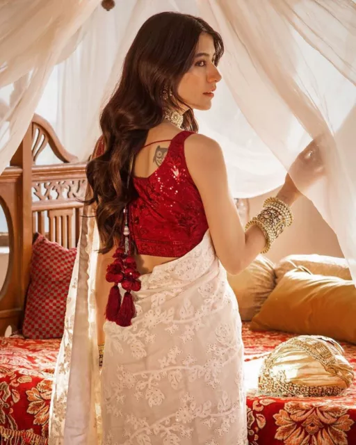 Indian Bollywood Sari Wedding Party Wear Blouse Pakistani Ethnic Designer Saree