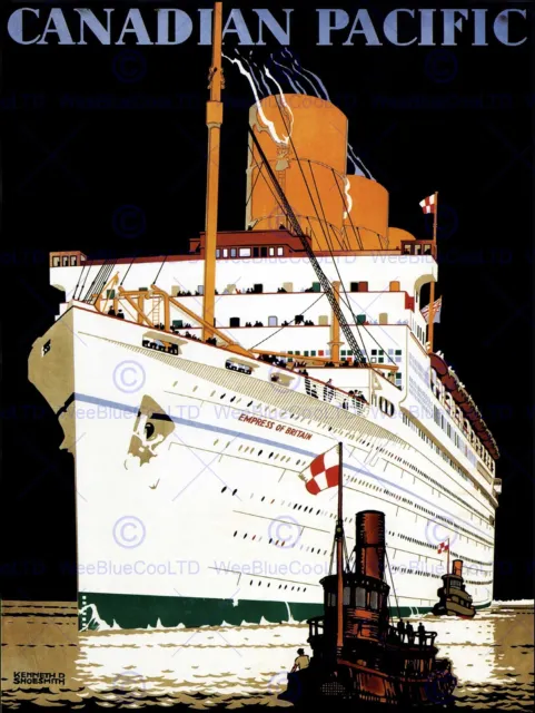 Reisetransport Ozean Liner Schiff Boot Kaiserin Britischer Schlepper Kanada Druck Cc2177
