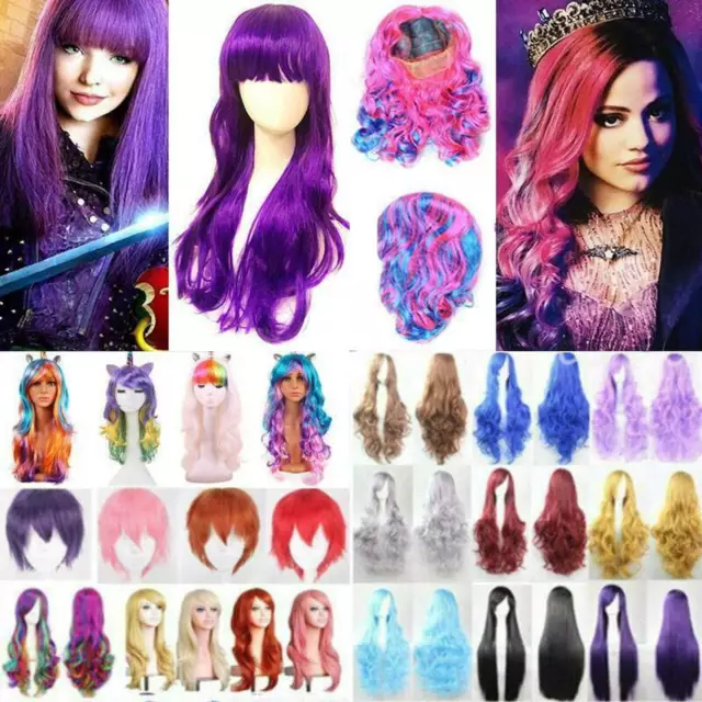 UK WOMEN KIDS Girls Descendants 2 Mal Audrey Cosplay Fancy Dress Party Long Wigs 12.49 PicClick UK