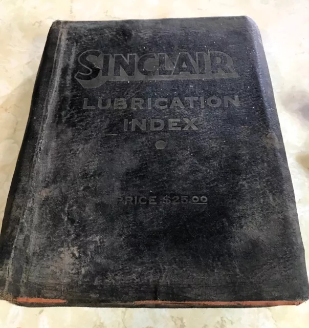 Sinclair Lubrication Index, 1930, Vintage, Leather Cover,Original, Advertising
