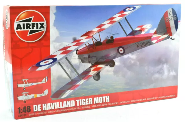 Airfix De Havilland D.H.82a Tiger Moth 1:48 Scale Plastic Model Plane Kit A04104