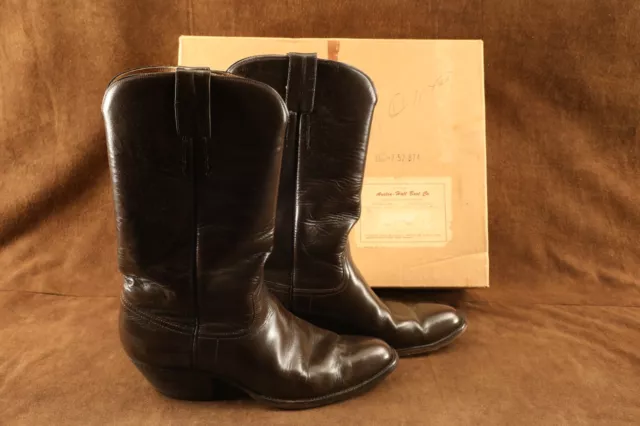 Vtg Austin Hall Men's Dark Brown Leather Western Style Cowboy Boots 10D In Box