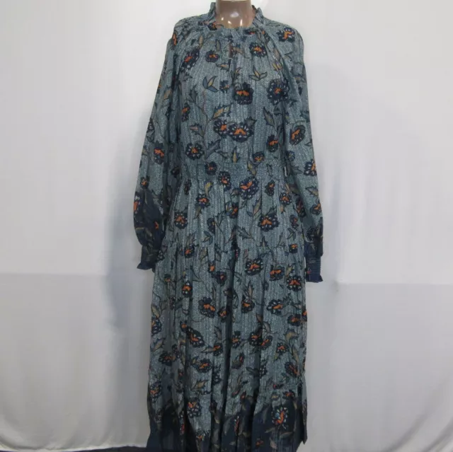 Ulla Johnson Womens US 8 Katerina Puff-Sleeve Printed Midi Dress Blue