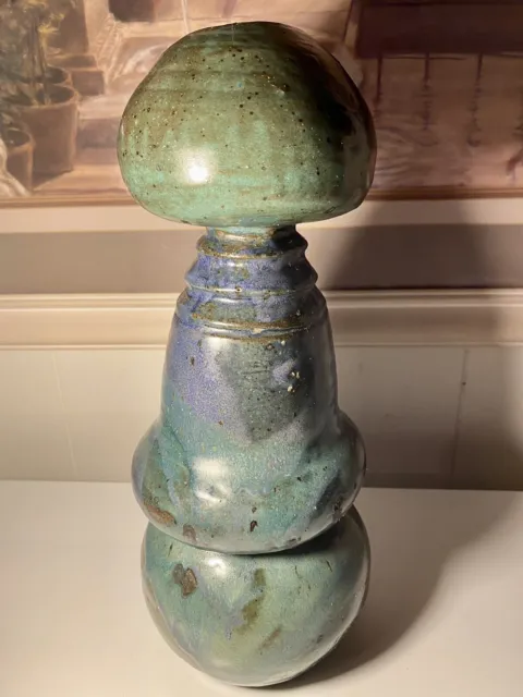 Rare Original Japanese Awaji Glaze Art Pottery Garlic Head Vase 13.5”H C-1900